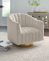 Bay Furniture Gallery - Ashley Furniture - Penzlin Accent Chair - Swivel Accent Chair / Pearl - A3000241
